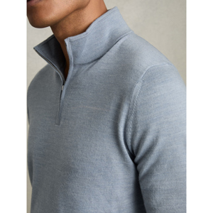 REISS BLACKHALL Merino Wool Half Zip Funnel Neck Jumper